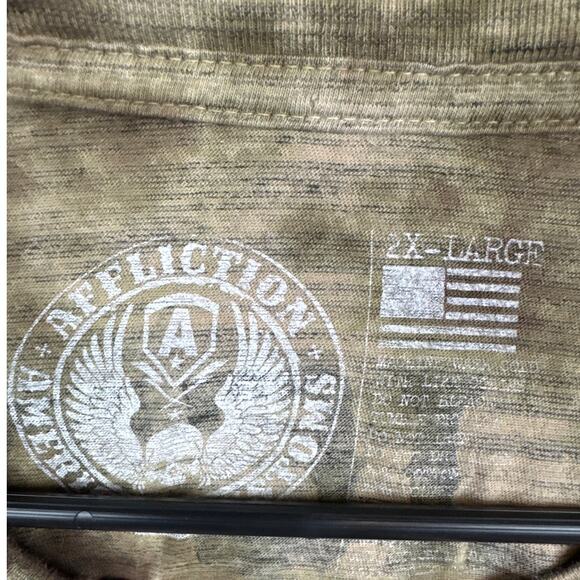 Affliction X American Customs Men's Skull Tee Shirt Abstract Brown Black SZ 2XL - Picture 9 of 9